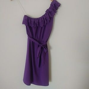 Like New Delia's Ruffle One Shoulder Purple Dress